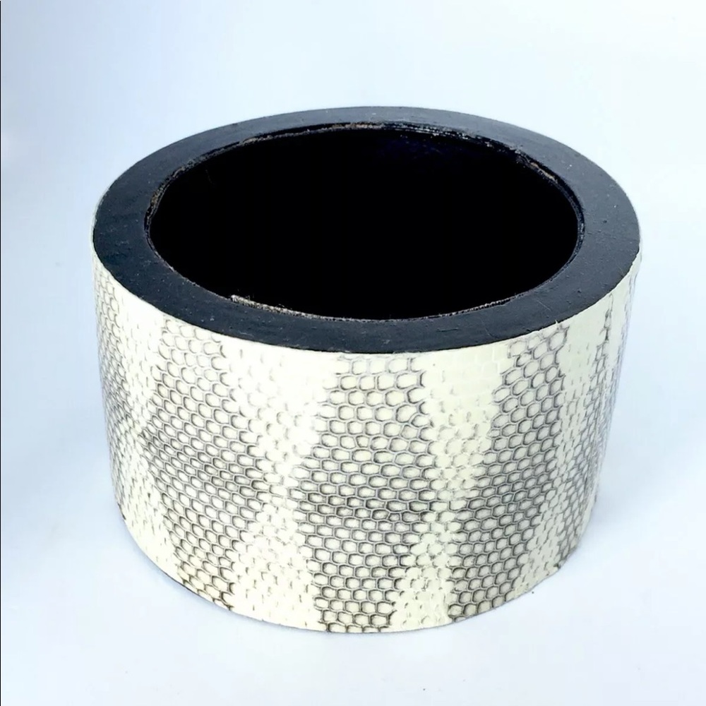 2/$20 Snakeskin Print leather Wide Chunky Bangle Bracelet Black/ White